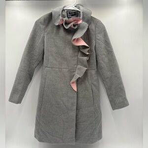 Rothschild Girls Dress Coat Gray Pink Ruffle Fully Lined Size 10/12